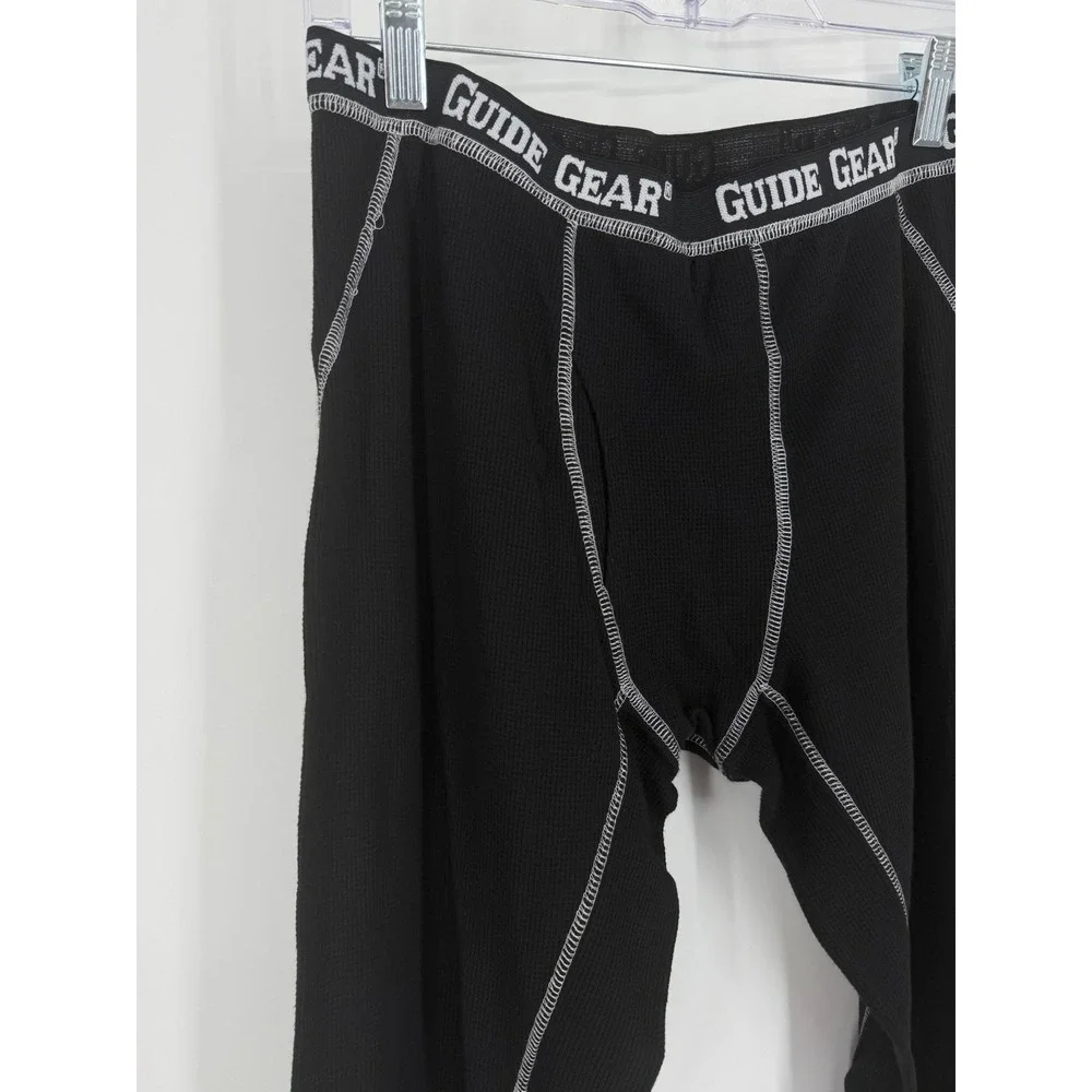 Guide Gear Mens Thermal Leggings Medium Black Base Layer Waffle Knit Outdoor